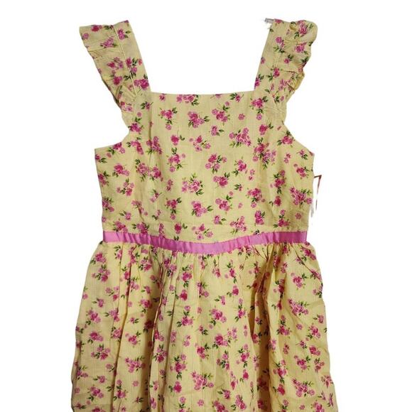 Zunie Yellow Floral Button Back Dress, Girls 14/16, NWT - Picture 2 of 5